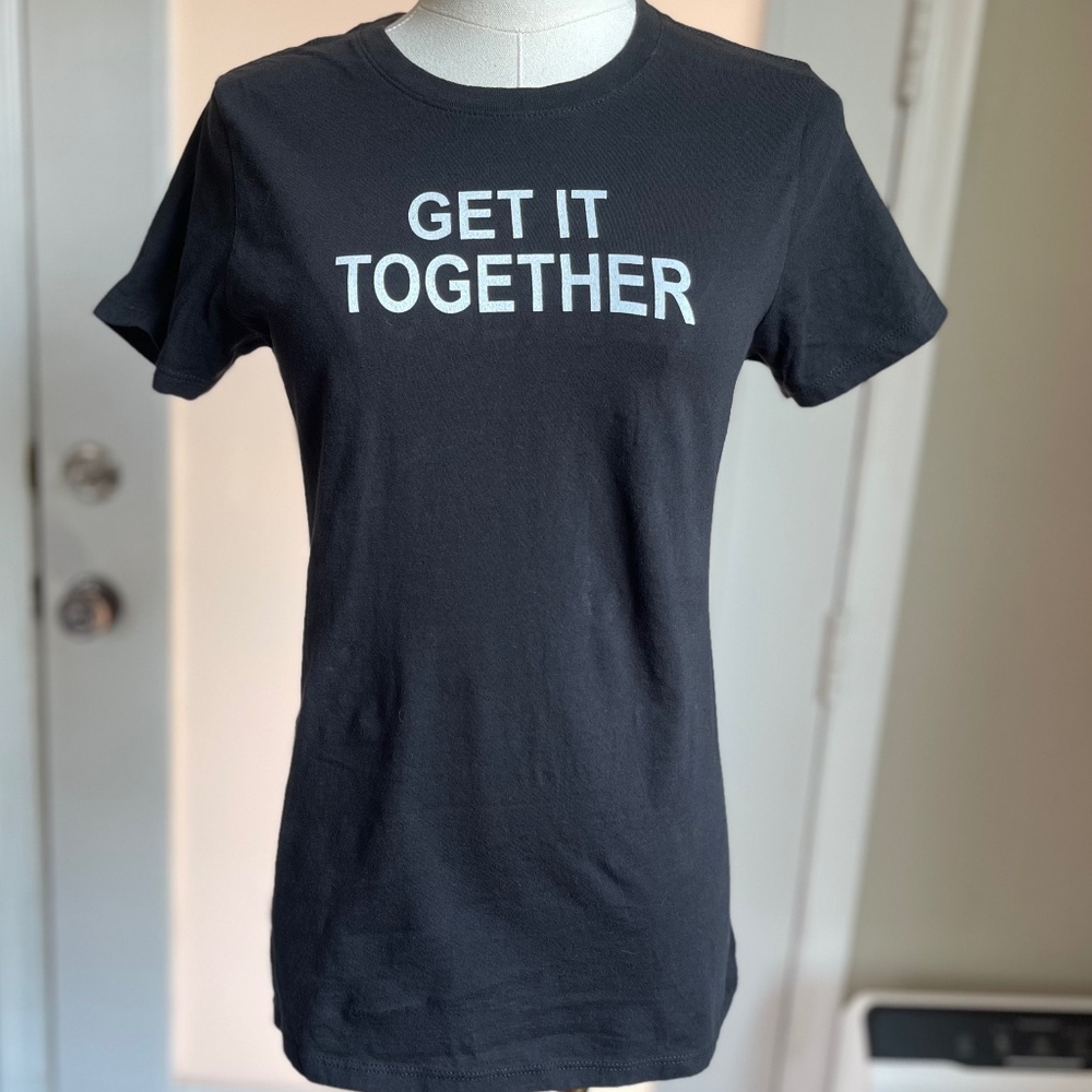 Graphic Short Sleeve Cotton Tee "Get It Together" Black Sz